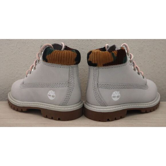 Timberland Kids Sz 5.5M Light Gray Nubuck w/Camo Premium 6" Waterproof Boots - Picture 10 of 12